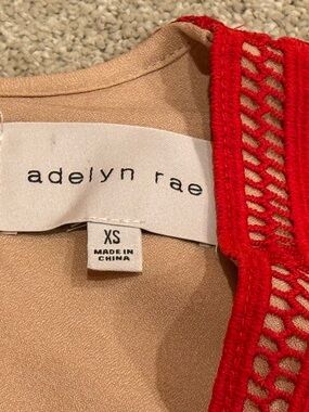 Adelyn Rae Nude Tank with Bright Red Crochet Trim
